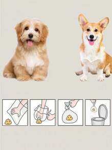 1pc Bone Design Pooper Scooper + 2 Rolls/30pcs Disposable Solid Color Dog Poop Bags, Convenient Outdoor Portable Waste Collection Bag For Pet (Bag Size: 30x22cm)