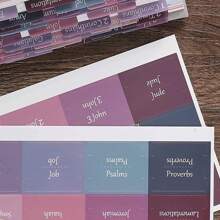 Cunese Pestañas laminadas de la Biblia de Cunese para mujeres y hombres, regalo cristiano con impresión grande de color púrpura y rosa, pestañas para aplicar y leer fácilmente en la Biblia para hacer anotaciones