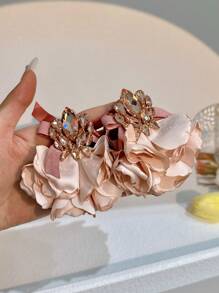 1 Pair Of Evening Rhinestone Flower Earrings Suitable For Ladies Parties And Daily Wear Valentines - 1 Pair Of Evening Rhinestone Flower Earrings - View 5