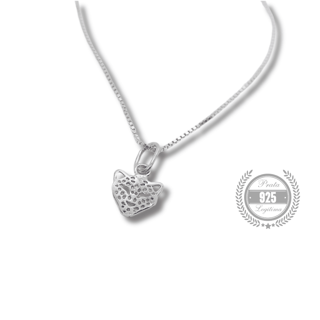 Colar Onça Pantera Prata 925 Legítima Feminino 45cm com Garantia