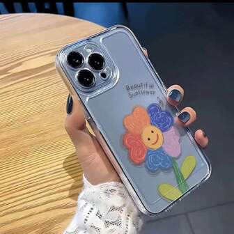 Supersöt oljemålning hjärta blommönster tryckt telefonfodral Kompatibel med IPhone 11 13 14 15 12 X XR XSMAX PRO/PLUS/PROMAX Söt hjärta blommönster telefonfodral/transparent telefonfodral