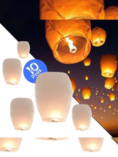 GRUPO CARNAVALLIA Globo De Cantoya Papel Globo Del Deseo Fiesta Evento 10 Pzas