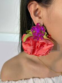 1 Pair Of Evening Rhinestone Flower Earrings Suitable For Ladies Parties And Daily Wear Valentines - 1 Pair Of Evening Rhinestone Flower Earrings - View 12