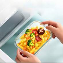 1 Pieza Caja De Almuerzo De Vidrio Que Resistente Al Microondas Con Función De Separación Y Conservación, Adecuado Para Estudiantes Y Trabajadores De Oficina - Verde - Ver 5