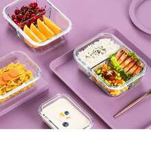 1 Pieza Caja De Almuerzo De Vidrio Que Resistente Al Microondas Con Función De Separación Y Conservación, Adecuado Para Estudiantes Y Trabajadores De Oficina - Verde - Ver 4