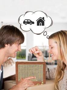 1set Wooden Money Box, Money Box, Money Box With Digital Crossover, Money Box With Counter, Reusable Money Box Set, Complete With 8 Savings Goals - Brown - View 6