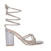 Zapatos Sandalia Gladiadora Con Brillos Dama - Plateado - Ver 1