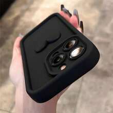 1pc 3D Heart Shape Precise Camera Cut-Out Thick Soft TPU Shock-Proof Phone Case Compatible With Samsung, 16/7/8/11/12/13/14/15/X/XR/Xs/Plus/Pro/Pro Max/SE2,International Version, Not The Domestic Version - black[0] - View 3