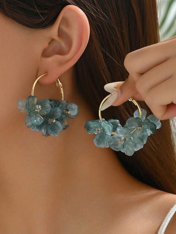 1pair Simple Exaggerated Geometric 3d Flower Earrings For Women Valentines,Mom,Mother,Mother's Day,Gift