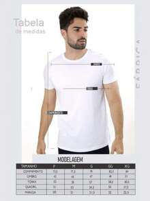 Kit 3 Camiseta Algodão Pima Peruano Masculina Lisa Básica - Preto - Visão 5