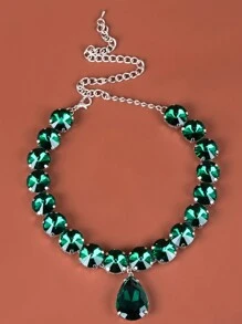 1 Vòng Cổ Thủy Tinh Thời Trang Cho Nữ, Phụ Kiện Dự Tiệc Phóng Đại - Bạc - Xem 7