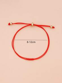 1 Pieza Creativo Vintage Siete Nudos Hilo Rojo De La Suerte Tejido Tobillera Para Mujeres - Rojo - Ver 2