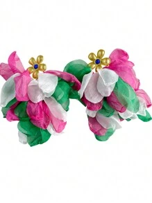 1 cặp hoa tai vải thiết kế hoa phóng đại cho tiệc tối, ngày lễ và đeo hàng ngày Valentine, mẹ, mẹ, ngày của mẹ, quà tặng - Bông tai hoa vải một thời - Xem 6