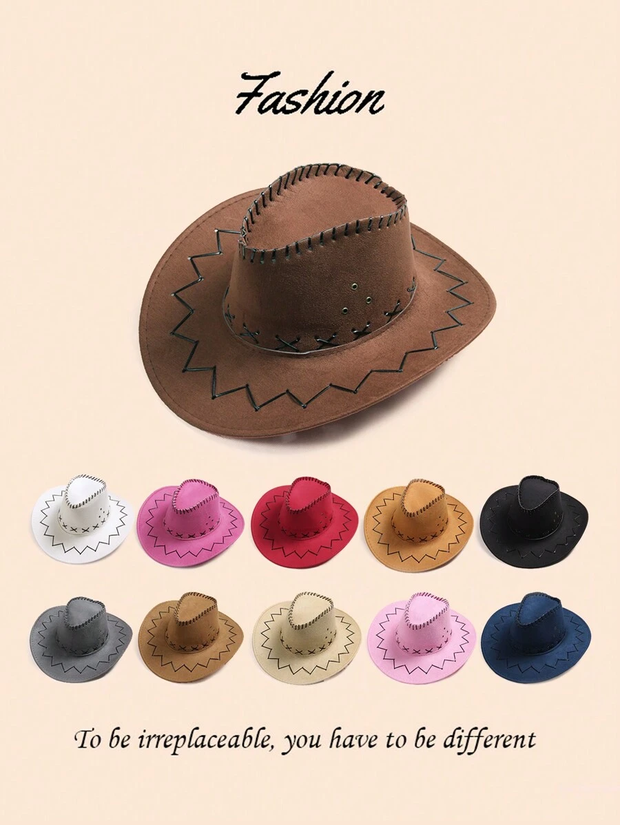 1pc Women's Western Cowboy Hat, American Knight Hat, Jazz Hat, Sun Protection Hat For Outdoor Activities, Dancing, And Performances Boho - Multicolor - View 1