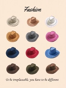1pc Women's Western Cowboy Hat, American Knight Hat, Jazz Hat, Sun Protection Hat For Outdoor Activities, Dancing, And Performances Boho - Multicolor - View 3