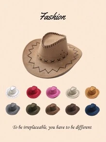 1pc Women's Western Cowboy Hat, American Knight Hat, Jazz Hat, Sun Protection Hat For Outdoor Activities, Dancing, And Performances Boho - Multicolor - View 2