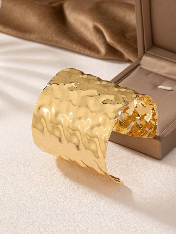 1pc Concave & Convex Textured Simple European American Style All-Match Cuff Bracelet