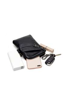 迷你多口袋斜挎手机包 手机 手机袋 iPhone 包 手机袋 手机包 女士手机包 钱包 钱包 - 黑色 - 查看 3