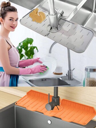 1入組加厚矽膠水龍頭滴水墊