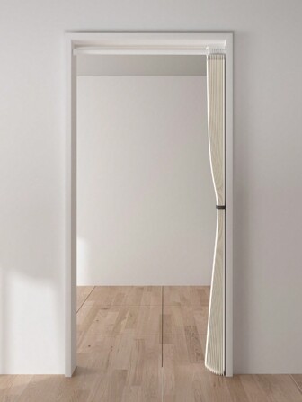 1 件手风琴式褶皱折叠门帘，波浪图案房间隔断装饰，适用于客厅、卧室、玄关、衣柜