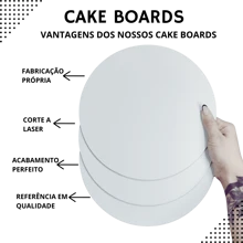 Kit Com 10 Cake Board Em Mdf 3 mm tabuleiro - Base Para Bolo - Diversos Tamanhos Cakeboard - Branco - Visão 2