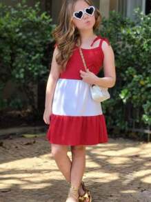 Vestido Infantil 3 maria Multicolorido Vermelho e branco