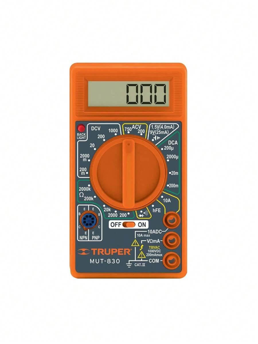 School Digital Multimeter, Truper MUT-830 10400 - Orange - View 1