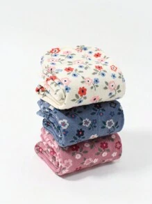 5pairs Random Delivery Floral Design Mid-Calf Socks For Autumn And Winter