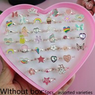 (Without Box) 5pcs/Lot Fashion Silver/Gold Girls Alloy Finger Ring Child Jewelry Gift Adjustable Rings Random Send