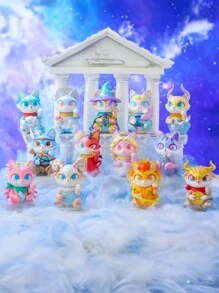 1个随机款式可爱猫咪星座主题动漫人物/包，采用PVC和ABS材料制成，可爱的桌面装饰品，是收藏家和亲人的理想礼物。 - 藍色 - 查看 2