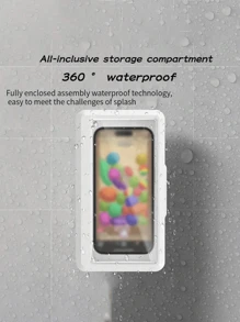 1pc Wall-Mounted Waterproof Phone Case For Bathroom With Anti-Fog, Touch-Screen Compatibility And Rotatable Design Home Bathroom Decor Bathroom Organizer Fall Decor Back To School