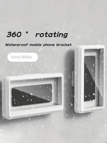 1pc Wall-Mounted Waterproof Phone Case For Bathroom With Anti-Fog, Touch-Screen Compatibility And Rotatable Design Home Bathroom Decor Bathroom Organizer Fall Decor Back To School