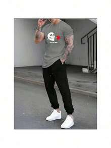 Men T-Shirt Co-Ords - Grey - View 1