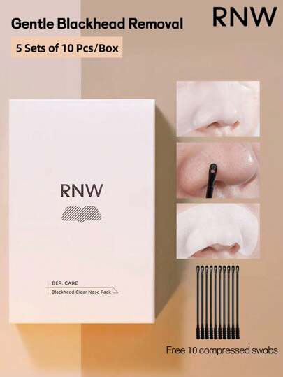 RNW 5个疗程，10片鼻贴，去除黑头，适合油性肌肤，温和清洁，即刻疏通毛孔，6克*5片 + 4克*5片
