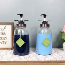 Farmhouse Mason Jar Style Laundry Detergent Dispenser For Laundry Room - Two 50oz Glass Jars Fabric Softener Dispenser, Liquid Laundry Soap Dispenser