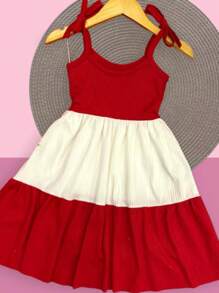 Vestido Infantil 3 maria Multicolorido Vermelho e branco