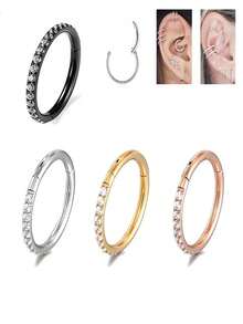 1 chiếc khuyên mũi kín bằng titan Zirconia, hoa tai tối giản thích hợp đeo hàng ngày, dành cho cả nam và nữ - Nhẫn mũi kim cương mặt phẳng - Xem 7