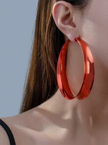 1 Par De Aretes Grandes Y Llamativos De Moda Para Mujer, Tono Frío, Aspecto Elegante De Alta Gama - Naranja - Ver 12