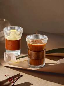 泡茶器垂直條紋玻璃杯,風琴腰,咖啡杯,禮物杯,牛奶果汁杯,保溫 - 彩色 - 查看 3