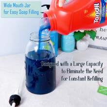 Farmhouse Mason Jar Style Laundry Detergent Dispenser For Laundry Room - Two 50oz Glass Jars Fabric Softener Dispenser, Liquid Laundry Soap Dispenser