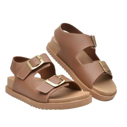 Sandália Menino Infantil Papete Marrom Birken Masculina Confortável Fivelas