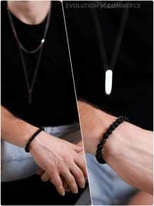 Men's String Bracelets - Black - View 4