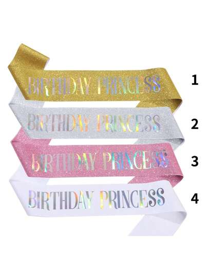 1pc Birthday Party Golden Onion Fabric Non-Woven Shoulder Strap Sash, Birthday Princess Girl Sash,Christmas