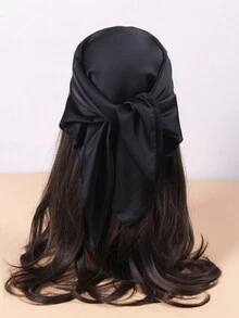 1條女士純色雪紡70cm方巾,薄絲頭帶適用於街舞,時尚休閒 - 彩色 - 查看 6