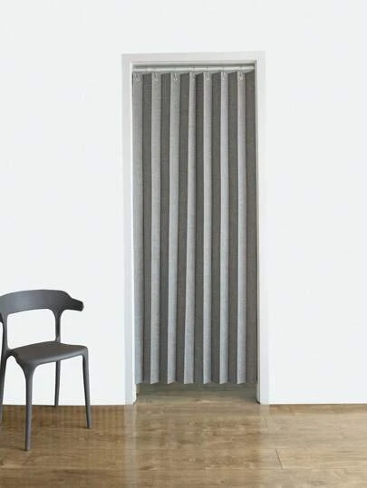 1pc Accordion Style Pleated Folding Door Curtain, Wave Pattern Room Divider Decor For Living Room, Bedroom, Entryway, Closet