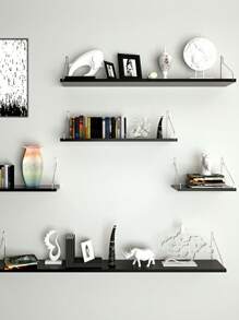 1 件带挂钩的壁挂式收纳架（S/M/L 尺寸）适用于家居装饰、客厅、餐厅、卧室、花盆、植物、小物品，无需钻孔秋季家居装饰 - 黑色 - 查看 1