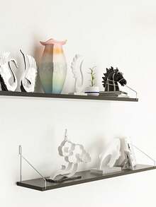 1 件带挂钩的壁挂式收纳架（S/M/L 尺寸）适用于家居装饰、客厅、餐厅、卧室、花盆、植物、小物品，无需钻孔秋季家居装饰 - 黑色 - 查看 6