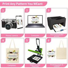 升華手提袋，升華空白帆布手提袋，可用於裝飾和DIY手工超市袋、書包、大容量、便攜式，適用於青少年女孩、女性大學生、白領工作者，非常適合工作、返校、初中學校、高中、大學、假期使用 - 白色 - 查看 4