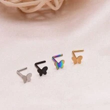4入組（分別為五角星、正方形、心形和圓形）小鼻釘,帶鑽石閃耀唇釘,不鏽鋼穿身飾品,銀質鼻釘,多功能耳飾套組 - 彩色 - 查看 8