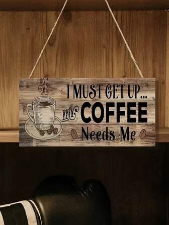 1 件创意木制工艺品、咖啡店/厨房矩形标牌、创意装饰悬挂标牌、家居咖啡装饰、家居装饰、房间装饰、墙壁装饰